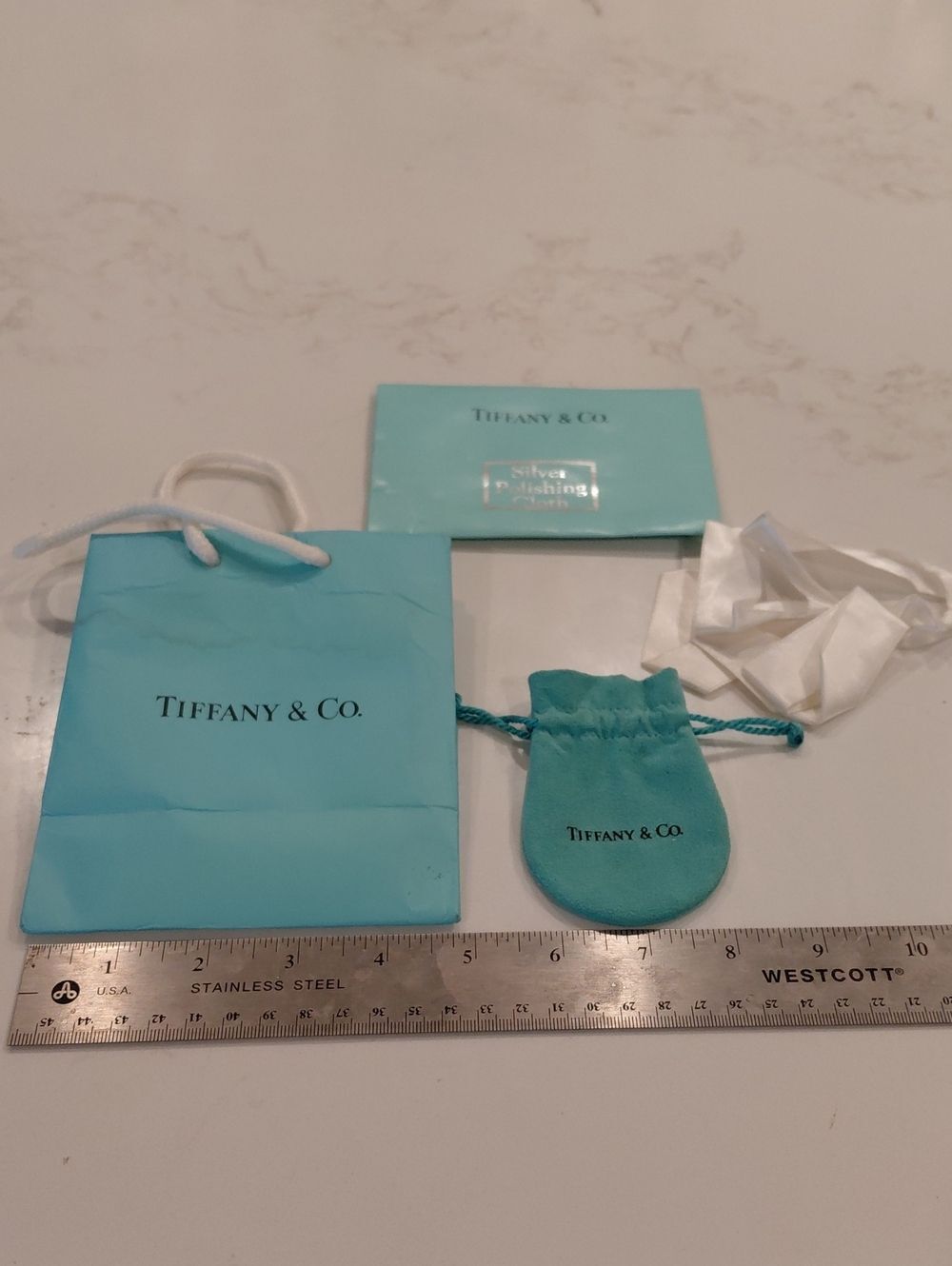 Tiffany & Co. Robin's Egg Blue Gift Bag, Pouch & Silver Polishing Cloth...4 Piec